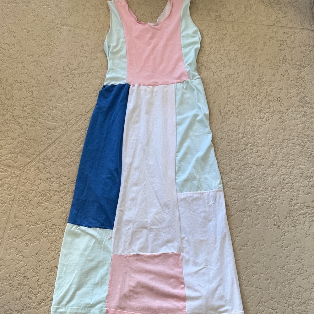 Boutique Pastel Patchwork Maxi Dress